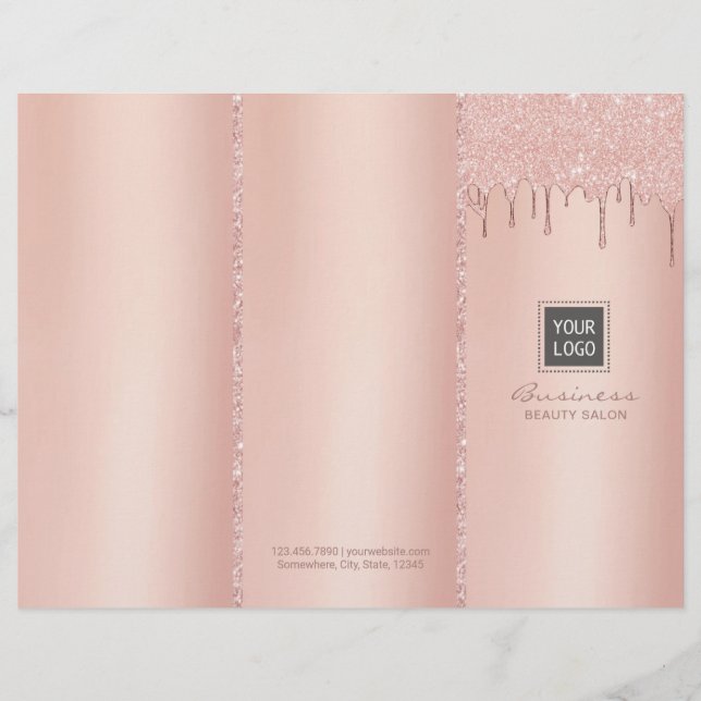 Papier Rose Gold Driving Beauté Salon Tri-Fold Bruchures (Devant)