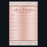 Papier Rose Gold Elegant<br><div class="desc">This elegant advice card is great for bridal showers and wedding reception,  and feobjets faux rose gold glitter damask at the top and bottom,  with elegant rose gold rose pink gradient de fond. Find many more matching products in the collection.</div>