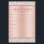 Papier Rose Gold Elegant<br><div class="desc">This elegant advice card is great for bridal showers and wedding reception,  and feobjets faux rose gold glitter damask at the top and bottom,  with elegant rose gold rose pink gradient de fond. Find many more matching products in the collection.</div>