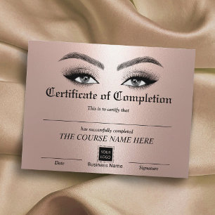 Papier Rose Gold Eyelash Certificat d'achèvement