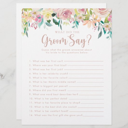 Papier Rose Gold Fête des mariées Qu'a dit Groom (Devant / Derrière)