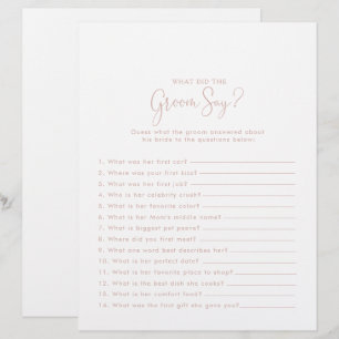 Papier Rose Gold Fête des mariées Qu'a dit Groom