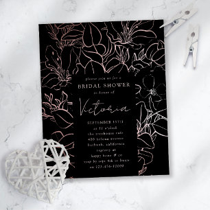 Papier Rose Gold Foil Floral Douche nuptiale Invitation