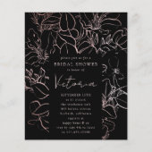 Papier Rose Gold Foil Floral Douche nuptiale Invitation (Devant)