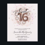 Papier Rose Gold Foil Sweet 16 Ballons Budget Invitation<br><div class="desc">Faites savoir à vos amis de marquer leurs calendriers pour votre journée spéciale avec ces belles invitations bleu poussiéreux Sweet 16. Chaque invitation présente un design festif avec de beaux ballons, parfait pour mettre l'ambiance pour une journée de plaisir et de célébration. Que vous ayez l'intention d'organiser un gala de...</div>