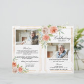 Papier Rose & Gold Funeral | Ordre de service (Debout devant)