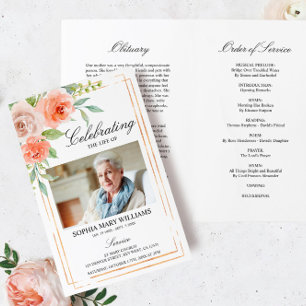 Papier Rose & Gold Funeral   Ordre de service