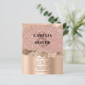 Papier Rose Gold Moderne Glamor Mariage Invitation (Debout devant)