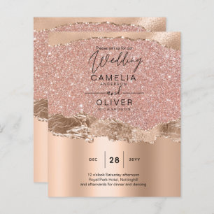Papier Rose Gold Moderne Glamor Mariage Invitation