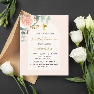 Papier Rose gold rose florale fille travers budget Baptêm