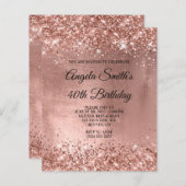Papier Rose Gold Shiny Foil 40e anniversaire Invitation (Devant / Derrière)