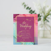 Papier ROSE intense Turquoise OR OR MARIAGE Encre d'alcoo (Debout devant)