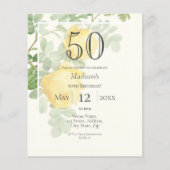 Papier Rose jaune 50e budget Invitation d'anniversaire (Devant)