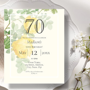 Papier Rose jaune 70e budget Invitation d'anniversaire