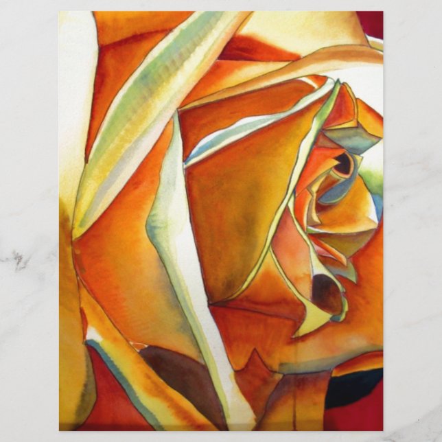 Papier Rose jaune originale aquarelle Art (Devant)