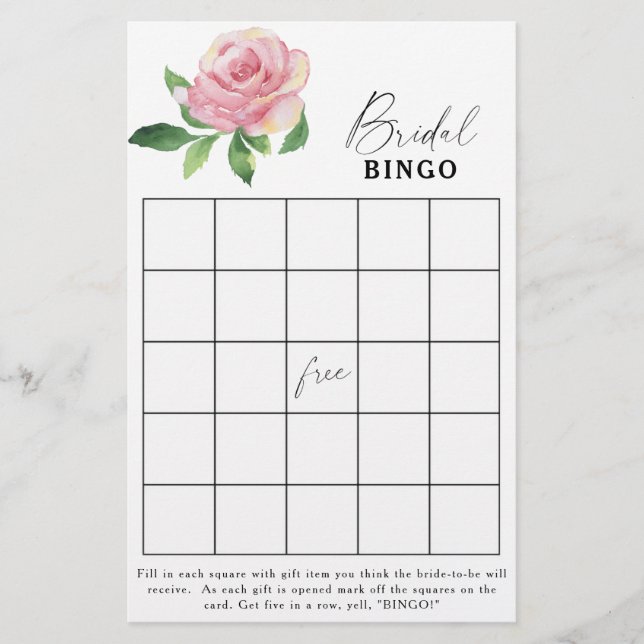 Papier Rose - Jeu de bingo de douche nuptiale (Devant)