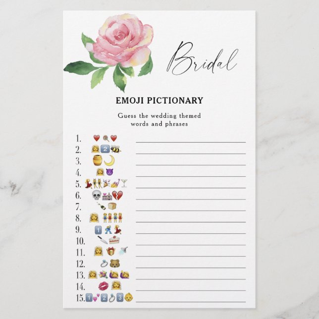 Papier Rose - jeu de pictionary emoji pour la douche de l (Devant)