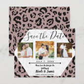 Papier Rose Mauve Pastel Léopard Guépard Save the Date (Devant / Derrière)
