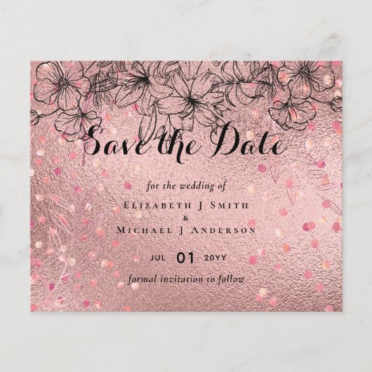 Papier Rose moderne Gold tendance Mariage budget (Devant)