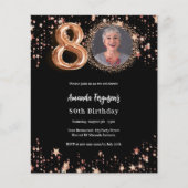 Papier Rose noir or photo 80e anniversaire invitation (Devant)