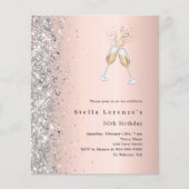 Papier Rose or argent acclamer l'invitation d'anniversair (Devant)