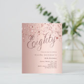 Papier Rose or étoiles budget 80e anniversaire invitation (Debout devant)
