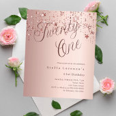 Papier Rose or étoiles script budget 21e anniversaire