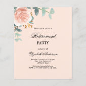 Papier Rose or fleuri de retraite invitation (Devant)