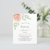 Papier Rose or fleurie verdure nuptiale invitation Douche (Debout devant)