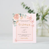 Papier Rose or fleurons arc QR RSVP budget mariage (Debout devant)