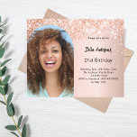 Papier Rose or photo arch confetti anniversaire invitatio<br><div class="desc">Ajoutez votre propre photo de taille verticale. Un cadre photo en arc. Couleur arrière - plan rose or dégradé. Décoré de confettis. Personnalisez et ajoutez un nom et des détails du parti. 1 feuille = 1 invite imprimé bord à bord.</div>
