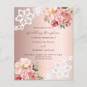Papier Rose or rose rose floral réception de mariage (Devant)