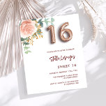 Papier Rose or rose rose floral Sweet 16 invitation budgé<br><div class="desc">Une invitation moderne, élégante et glamour pour une soirée Sweet 16, 16e anniversaire de fille. Fond blanc. Décoré d'or rose et de fleurs rose vif. Le nom est écrit avec un rose moderne de couleur or foncé à la main écriture style. Personnalisez et ajoutez les détails de votre fête. Le...</div>