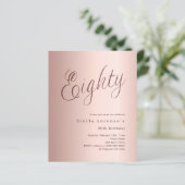 Papier Rose or script budget 80e anniversaire invitation (Debout devant)