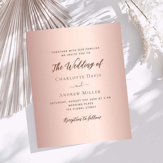 Papier Rose or simple élégance mariage invitation