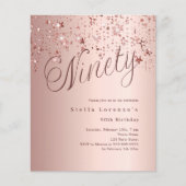 Papier Rose or stars budget 90e anniversaire invitation (Devant)