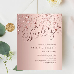 Papier Rose or stars budget 90e anniversaire invitation