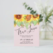 Papier Rose pâle avec Sunflowers Budget Mariage (Debout devant)