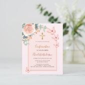 Papier Rose papillons floral Confirmation invitation (Debout devant)