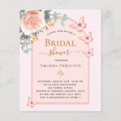 Papier Rose papillons floral nuptiale invitation à la dou (Devant)