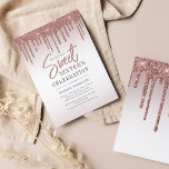 Papier Rose Parties scintillant or Drips Script Sweet 16<br><div class="desc">Moderne et élégant doux 16 anniversaire invitation budget de fête vous pouvez facilement customiser avec vos détails de fête. Avec des gouttes de parties scintillant avec un gradient or rose arrière - plan et typographie de script.</div>