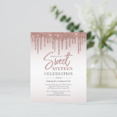Papier Rose Parties scintillant or Drips Script Sweet 16  (Debout devant)