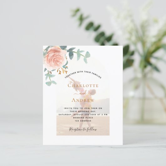 Papier Rose photo arc QR RSVP mariage budget (Debout devant)