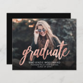 Papier Rose photo budget Gold Script Grad Faire-part (Devant / Derrière)