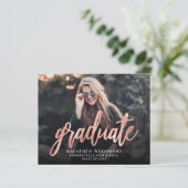 Papier Rose photo budget Gold Script Grad Faire-part (Debout devant)