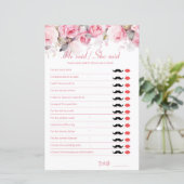 Papier Rose Pink Bridal Shower Game He Said She Said (Debout devant)