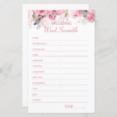 Papier Rose Pink Bridal Shower Word Scramble Game (Devant / Derrière)