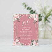 Papier Rose | Pink Floral 60e Budget Invitation Anniversa (Debout devant)