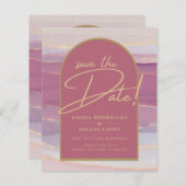 Papier Rose Pink Gold Arch Marbre Mariage SAVE DATES (Devant / Derrière)