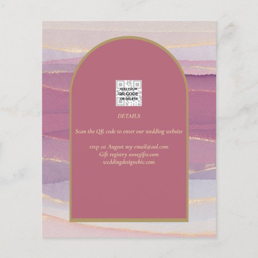 Papier Rose Pink Gold Arch Marbre Mariage SAVE DATES (Dos)
